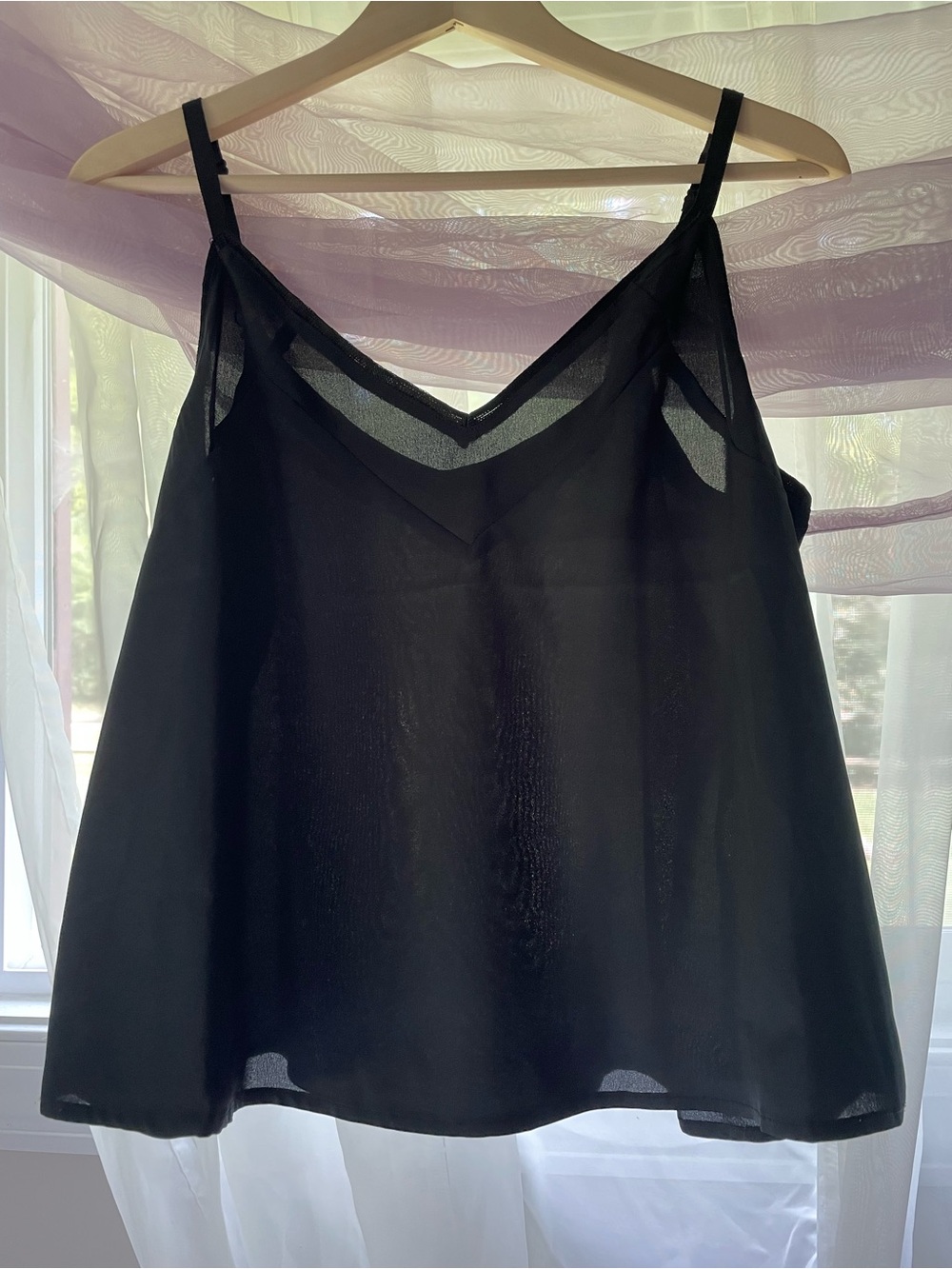 a new day Black Sheer V-Neck Chiffon Camisole